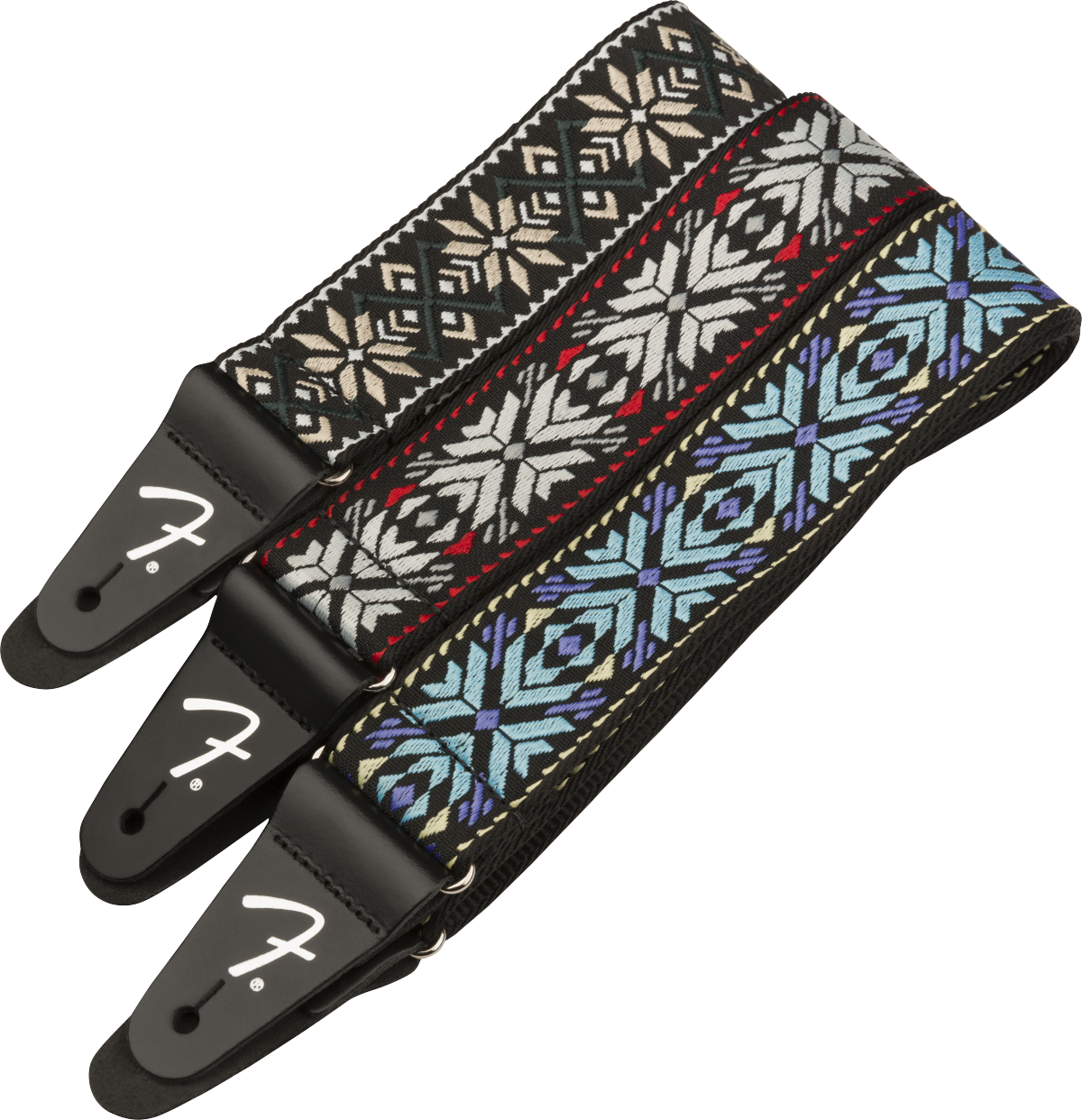 Fender Pasadena Woven Strap, Blue Snowflake, 2"