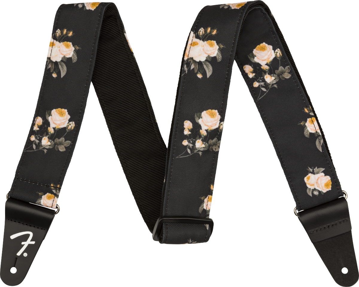 Fender Floral Strap, Black, 2"