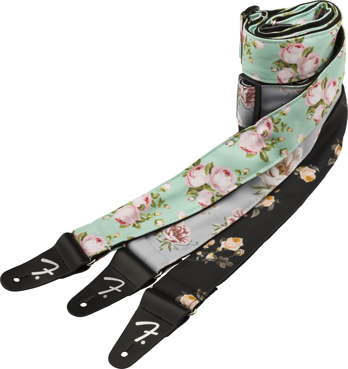 Fender Floral Strap, Black, 2"