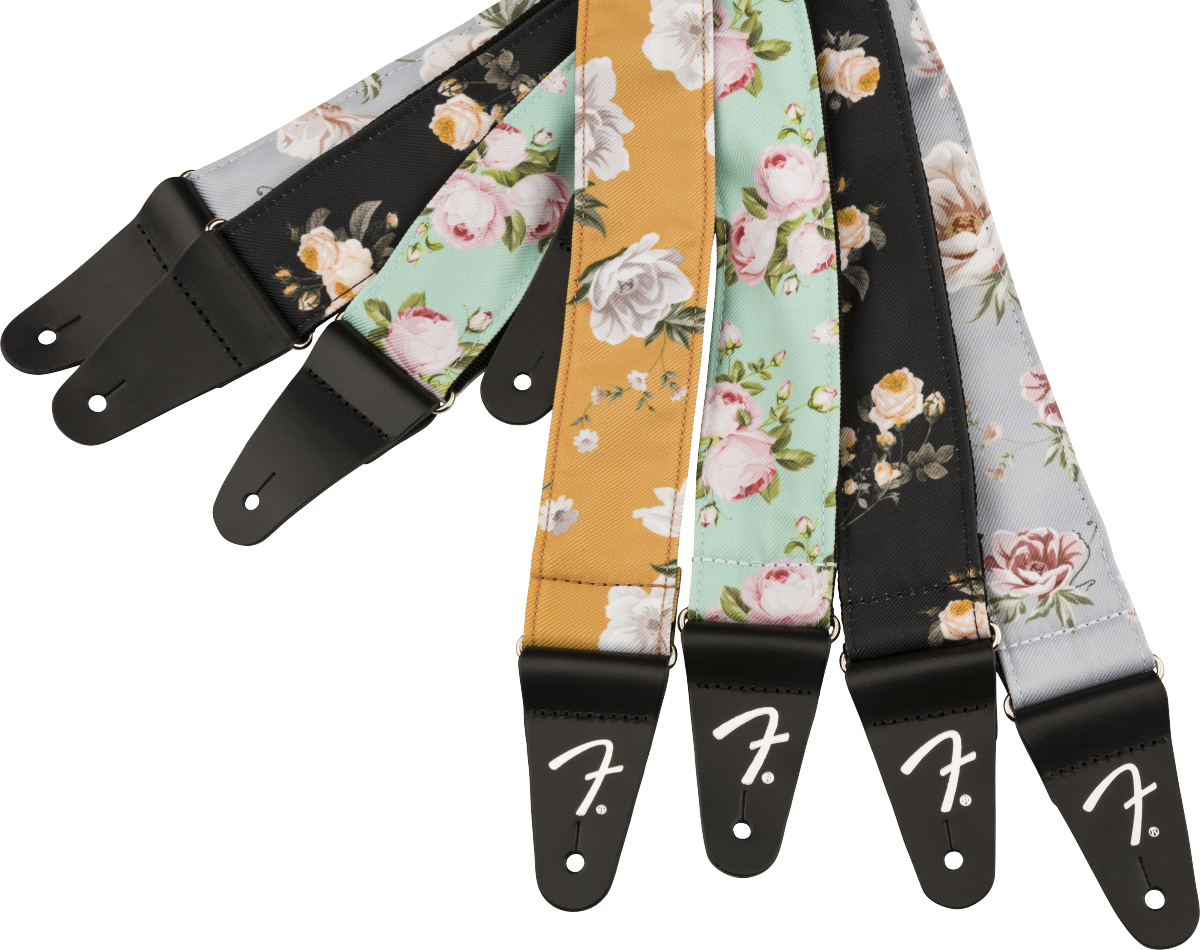 Fender Floral Strap, Gray, 2"