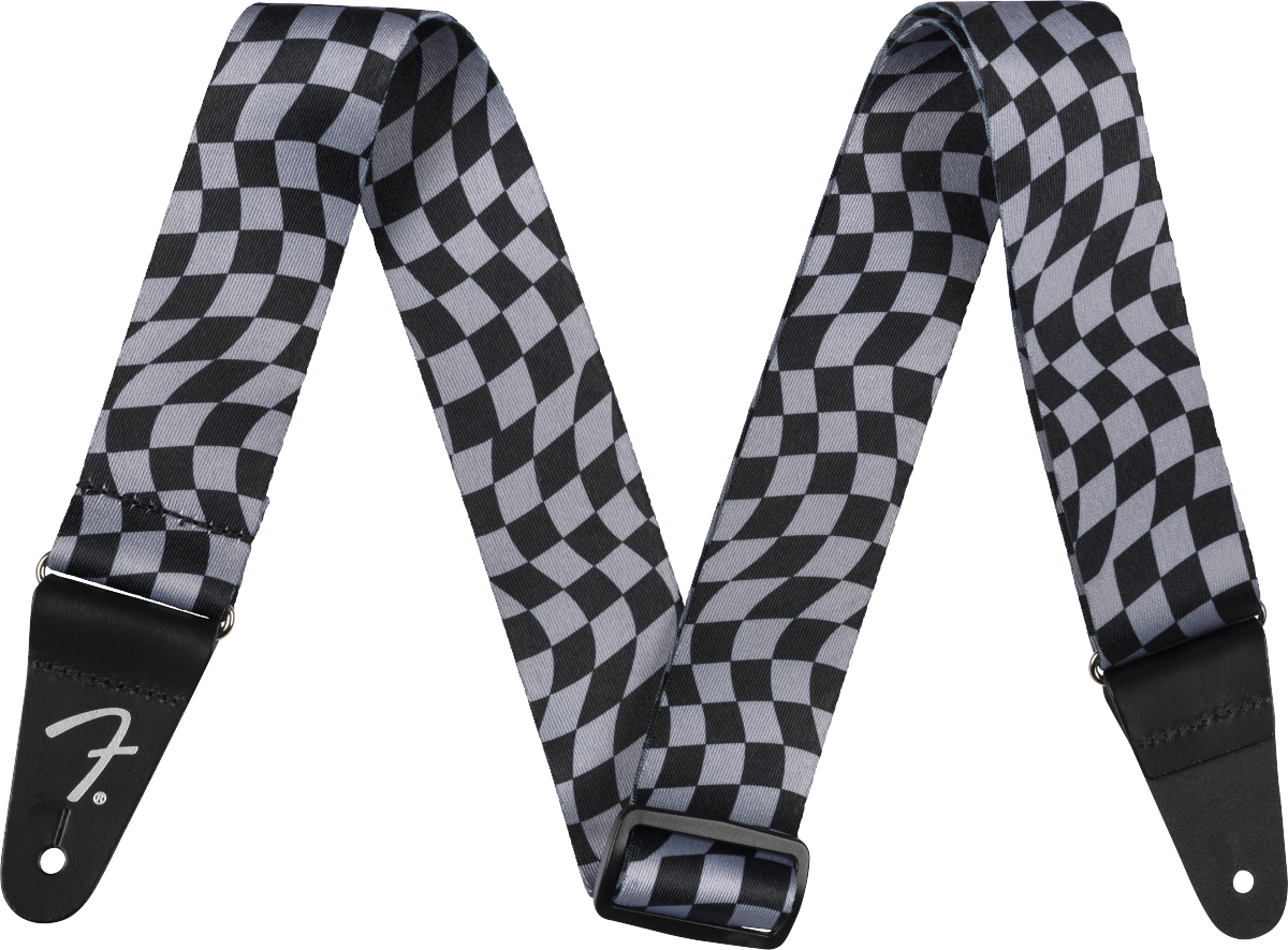 Fender Wavy Checkerboard Polyester Strap, Gray
