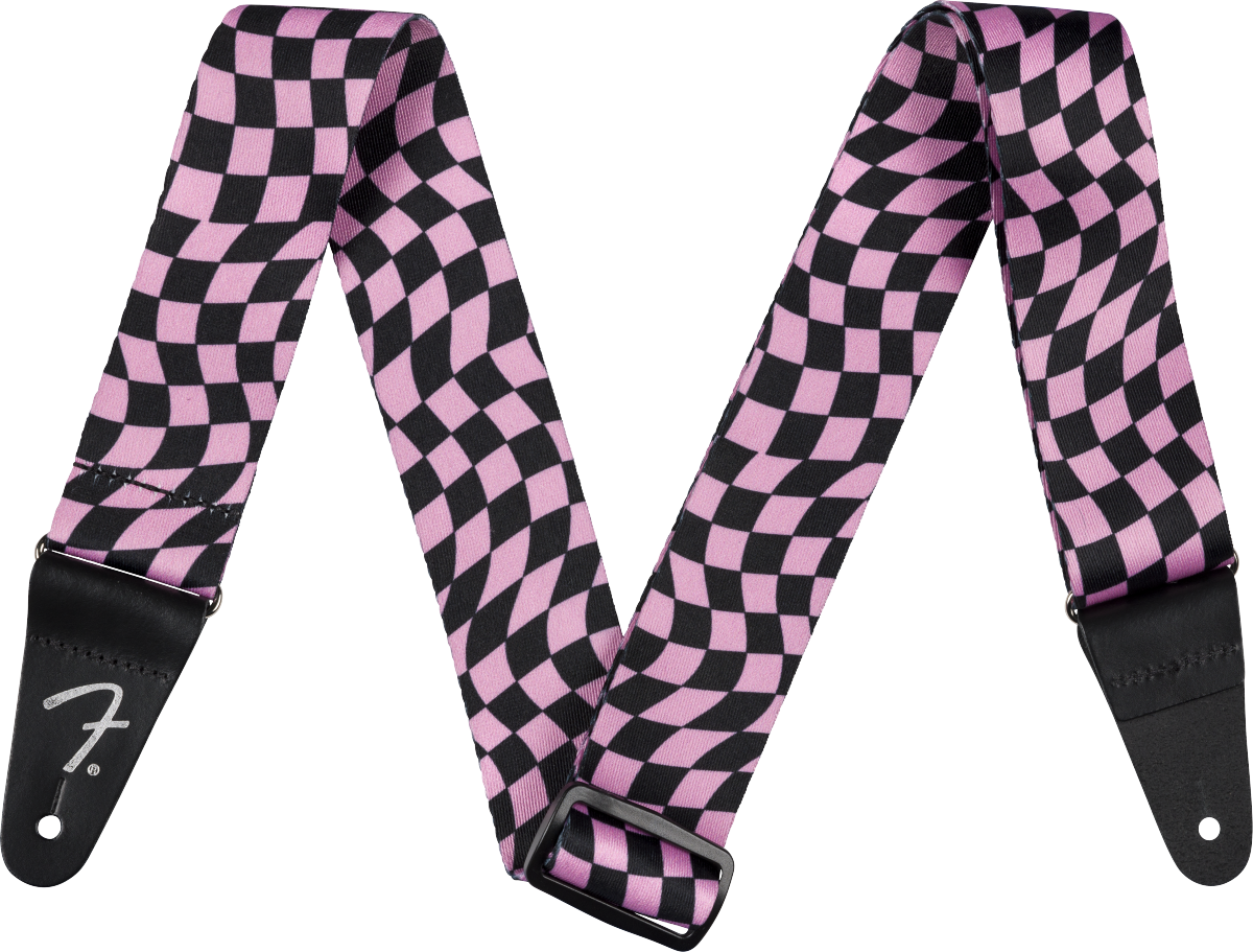 Fender Wavy Checkerboard Polyester Strap, Pink