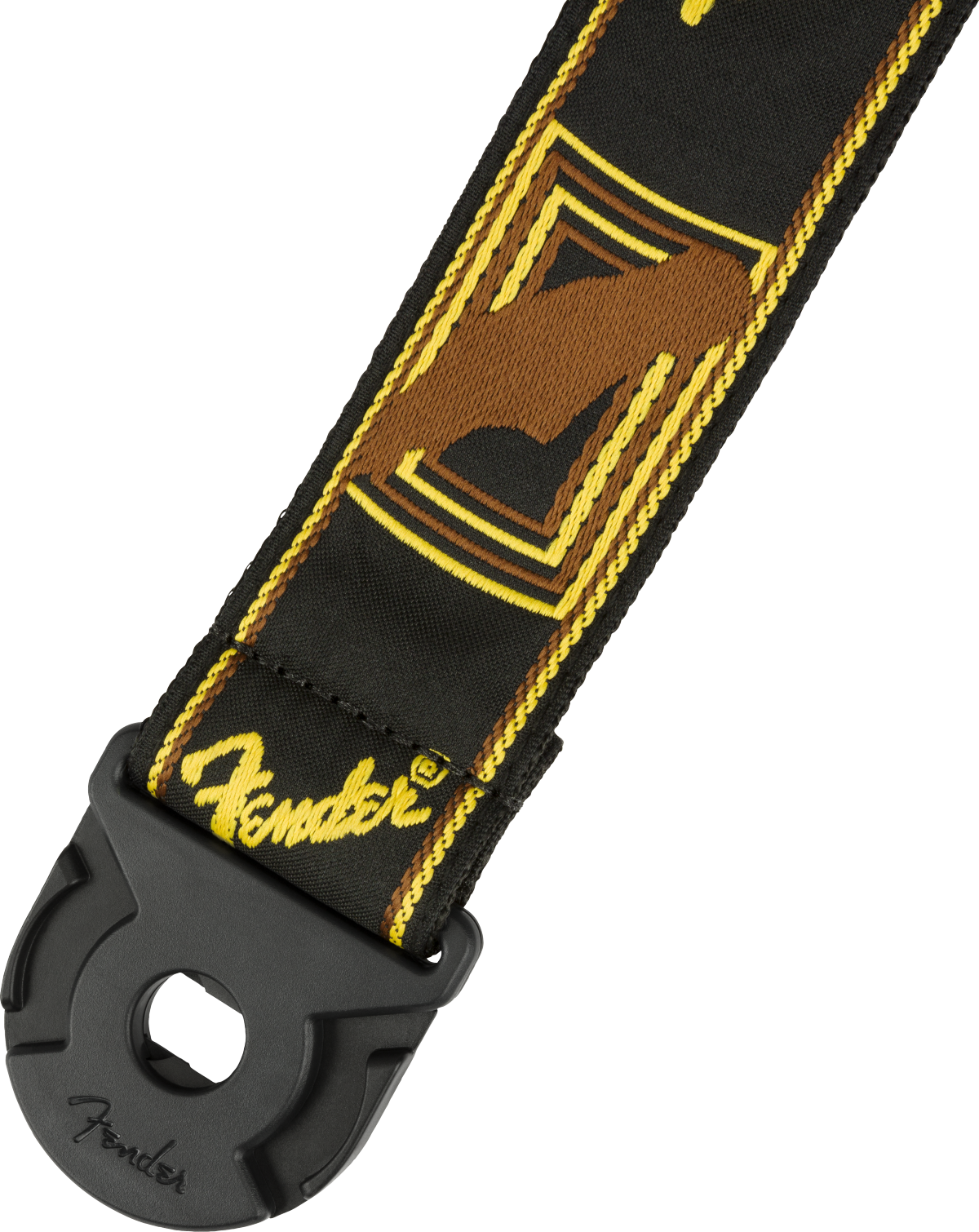 Fender Quick Grip Locking End Strap, Black/Yellow & Brown Monogram, 2"