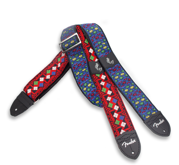 Fender Eric Johnson "The Walter" Signature Strap, Blue with Multi-Colored Triangle Pattern, 2"