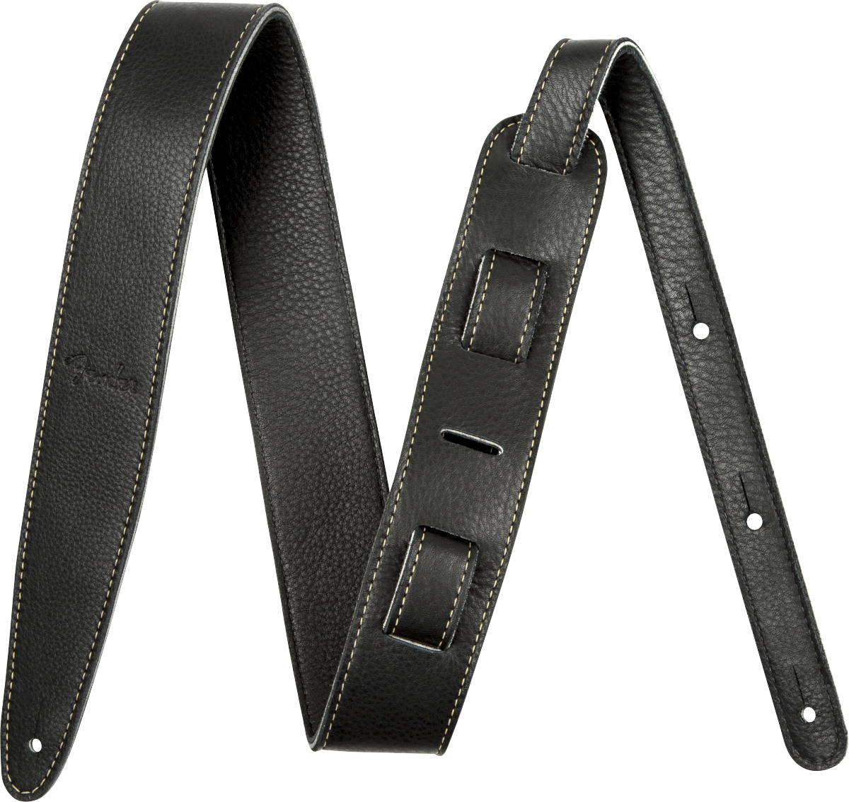 Fender Artisan Crafted Leather Strap, Black, 2"