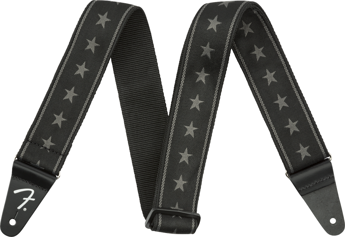 Fender Nylon Stars and Stripes Strap, Black/Grey, 2"