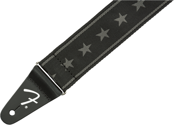 Fender Nylon Stars and Stripes Strap, Black/Grey, 2"