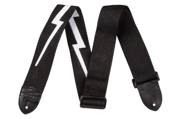 Fender Nylon Lightning Bolt Strap, Black/White, 2"