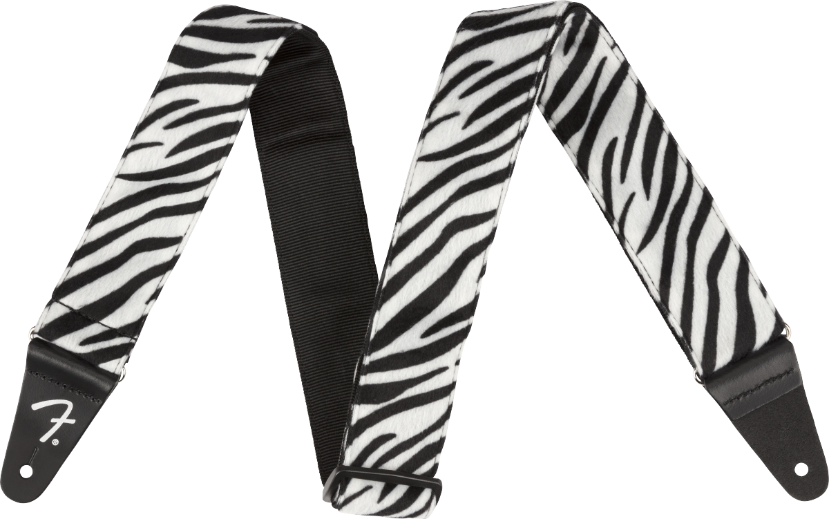 Fender Wild Animal Print Strap, Zebra, 2"