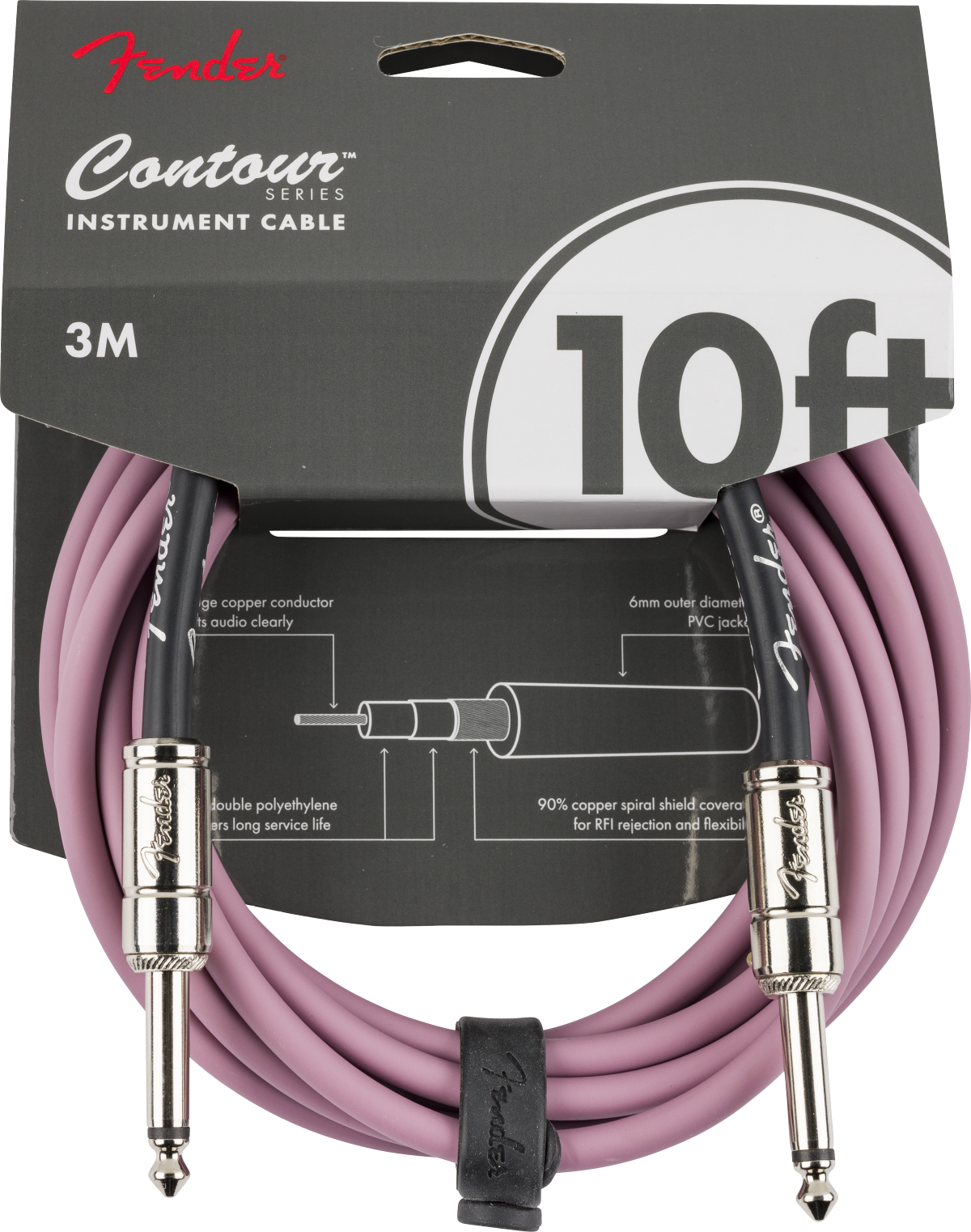Fender Contour™ Instrument Cable, Burgundy Mist, 10'