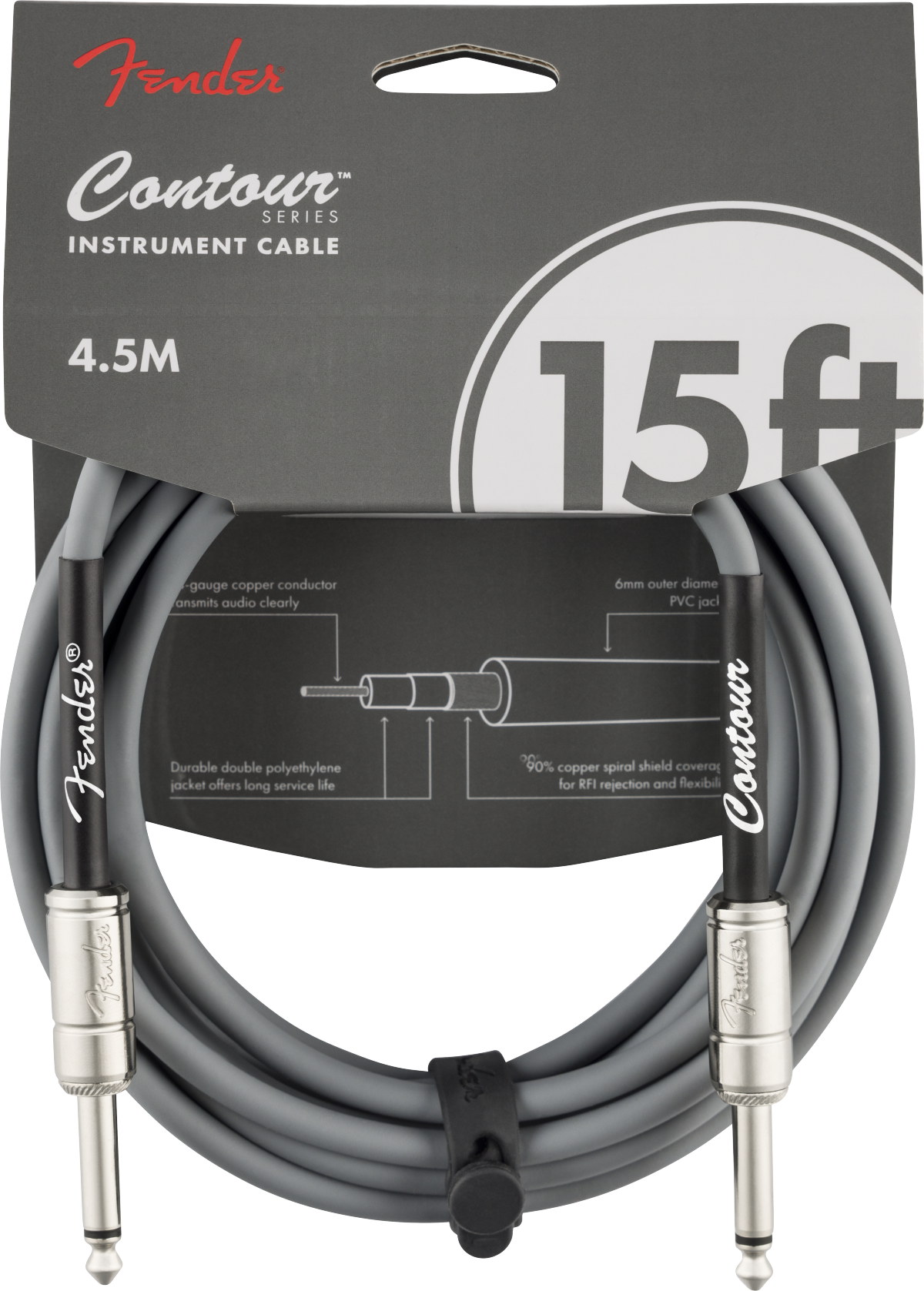 Fender Contour™ Instrument Cable, Inca Silver, 15'