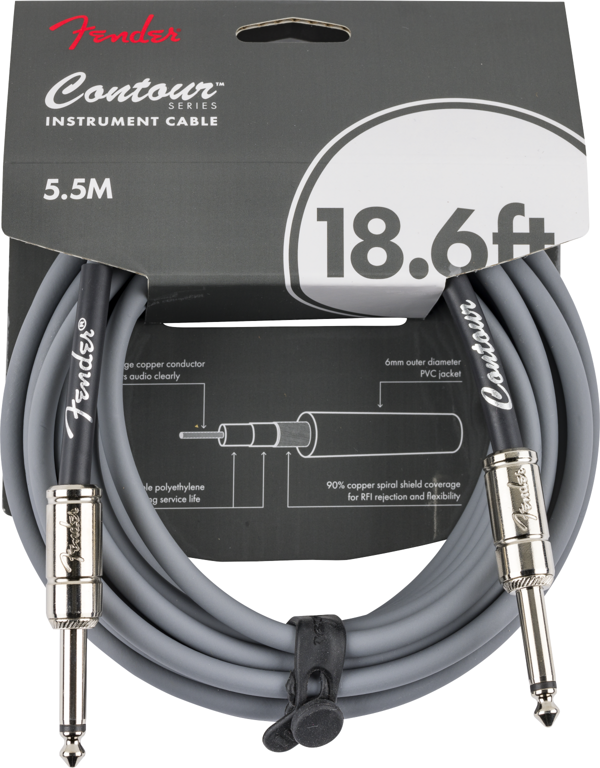 Fender Contour™ Instrument Cable, Inca Silver, 18.6'