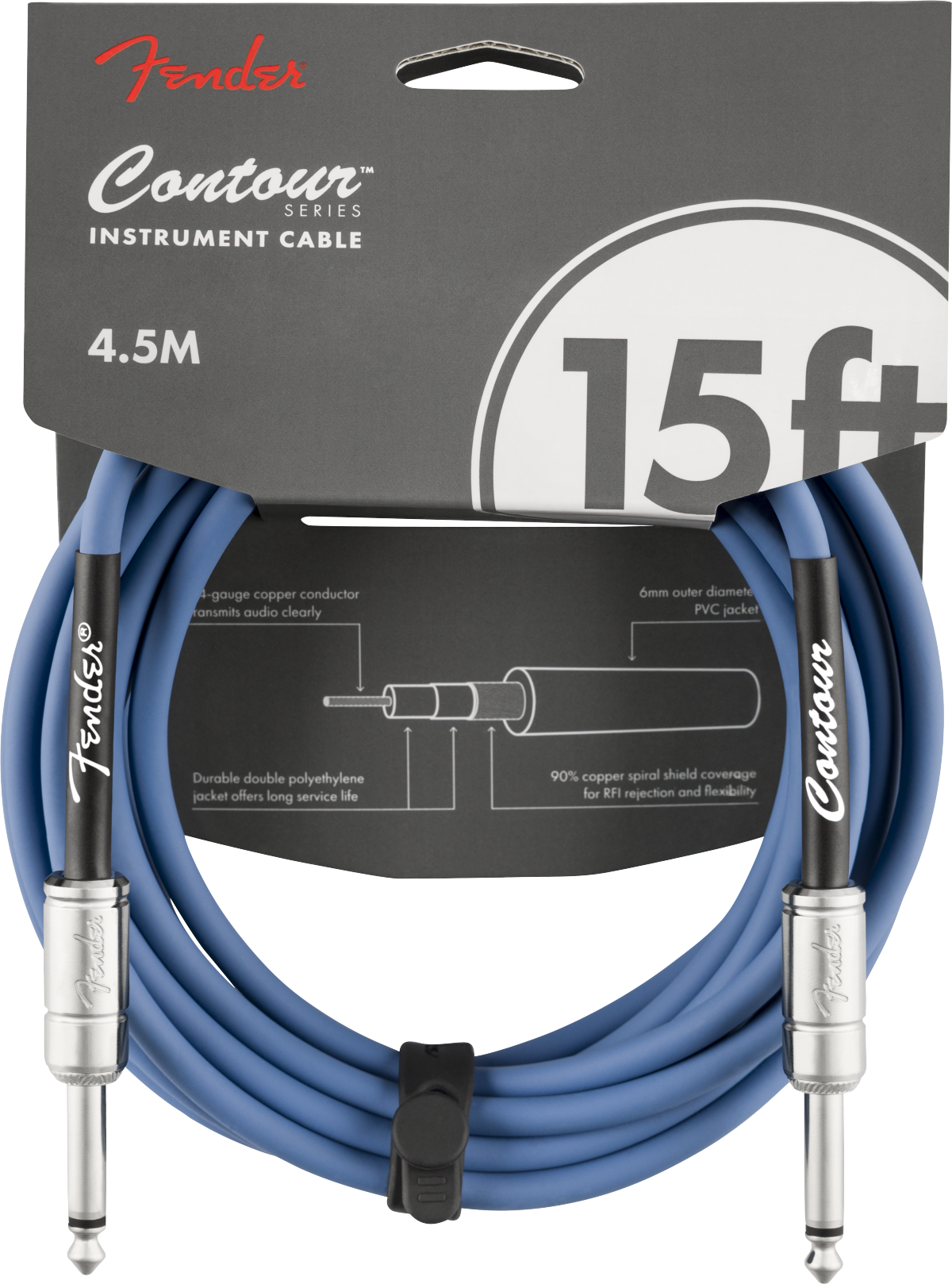 Fender Contour™ Instrument Cable, Lake Placid Blue, 15'
