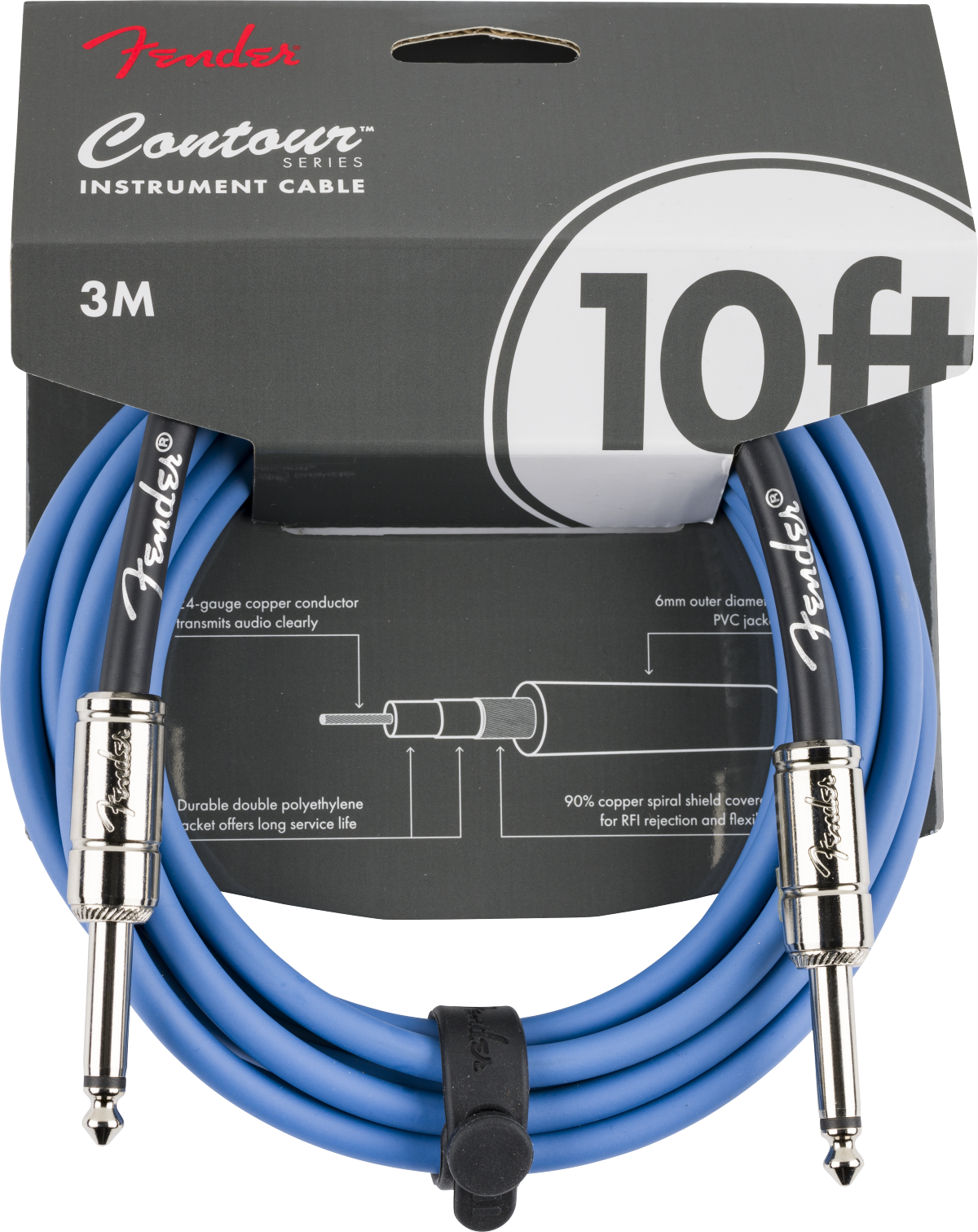 Fender Contour™ Instrument Cable, Lake Placid Blue, 10'