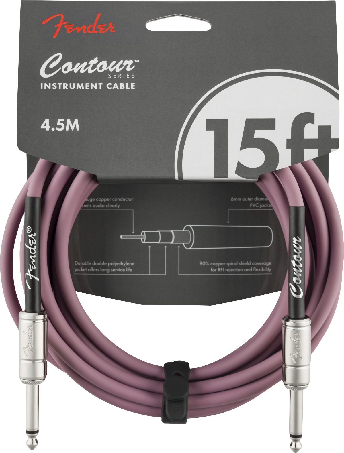 Fender Contour™ Instrument Cable, Burgundy Mist, 15'
