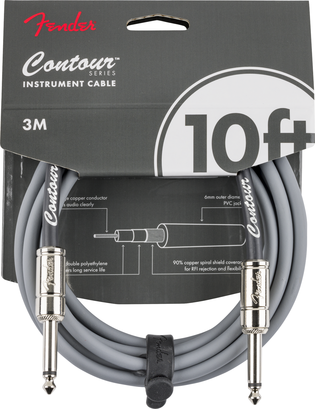 Fender Contour™ Instrument Cable, Inca Silver, 10'