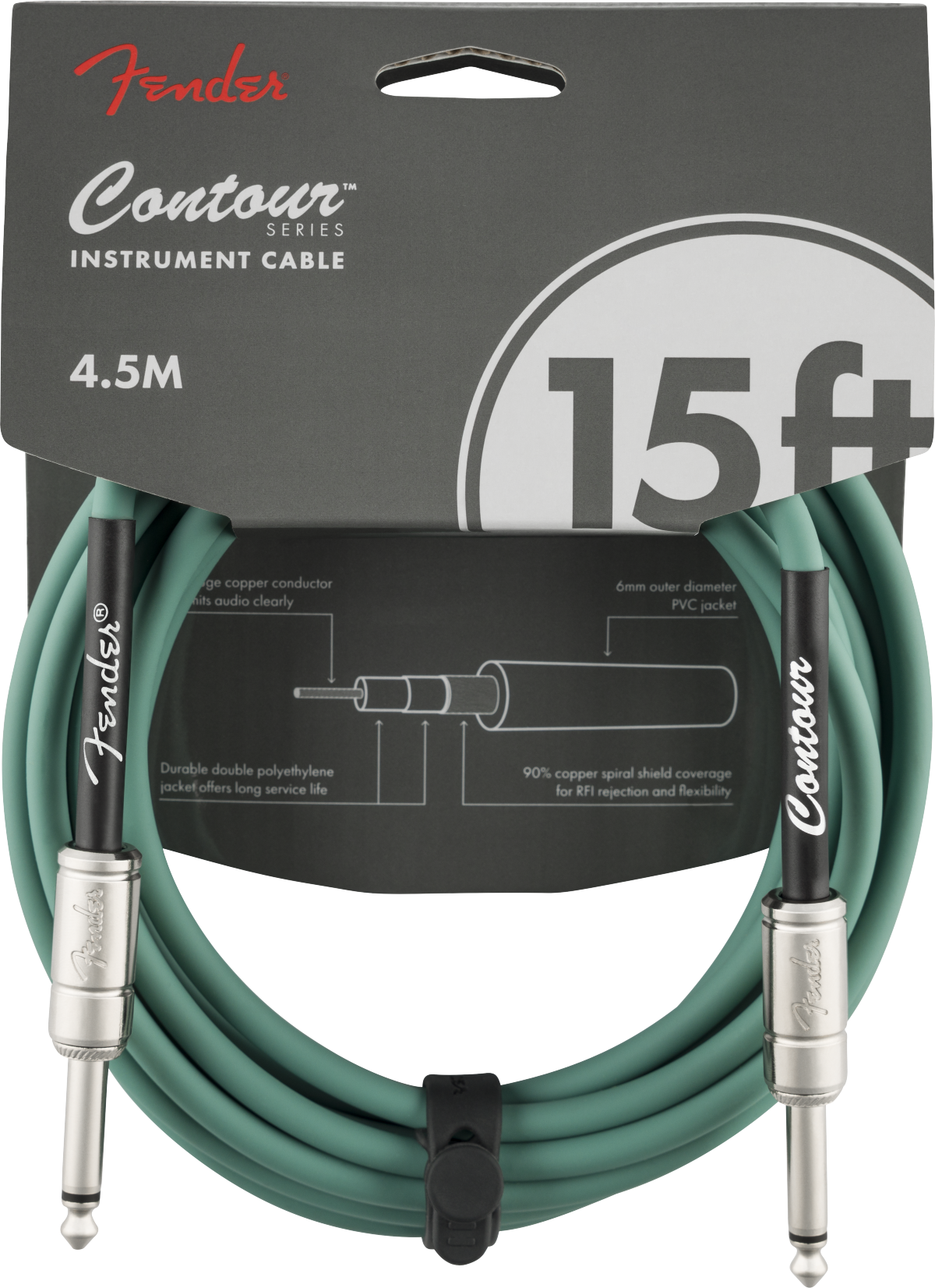 Fender Contour™ Instrument Cable, Sherwood Green, 15'