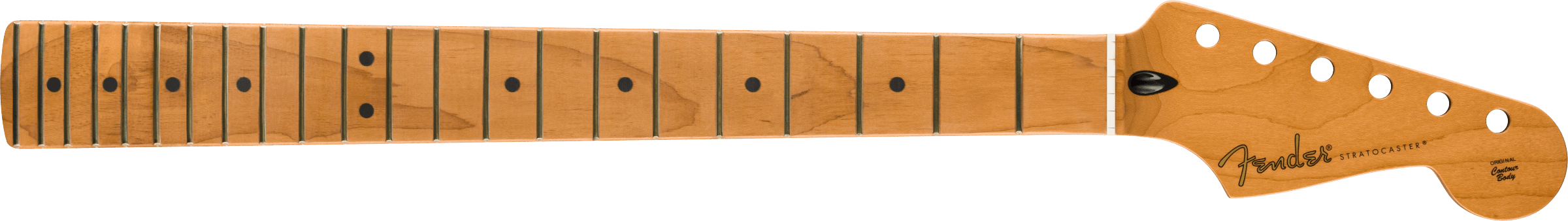 Fender Satin Roasted Maple Stratocaster® Neck, 22 Jumbo Frets, 12", Maple, Flat Oval Shape