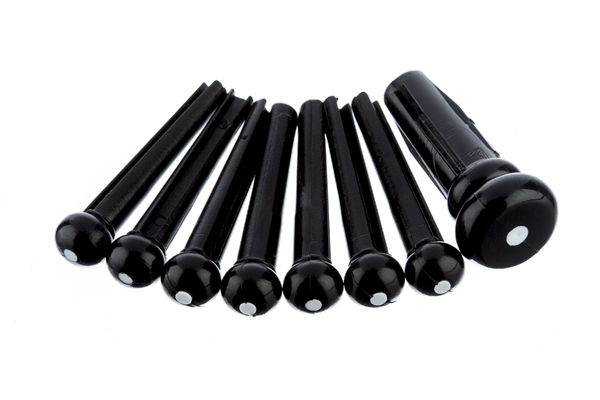 Fender Bridge Pin Set, Black with White Dot (7)