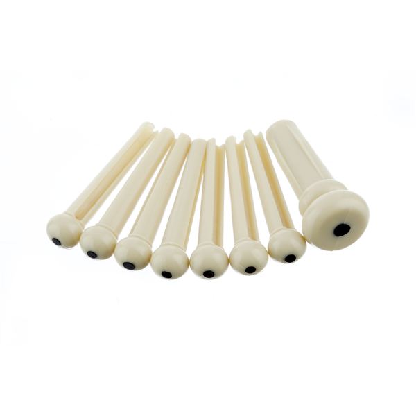Fender Bridge Pin Set, Ivory with Black Dot (7)