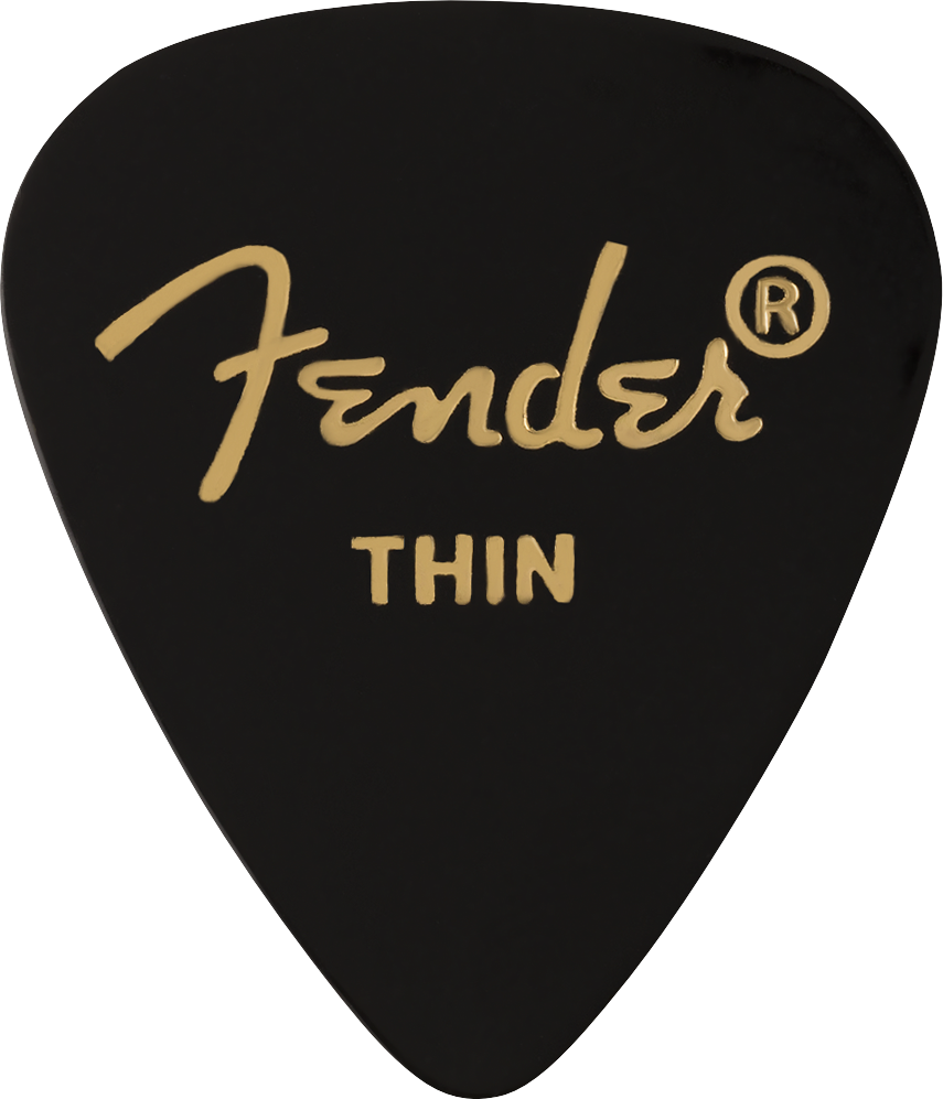 Fender Classic Celluloid, Black, 351 Shape, Thin, 12 Count