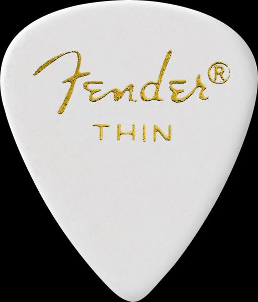 Fender Classic Celluloid, White, 351 Shape, Thin, 12 Count
