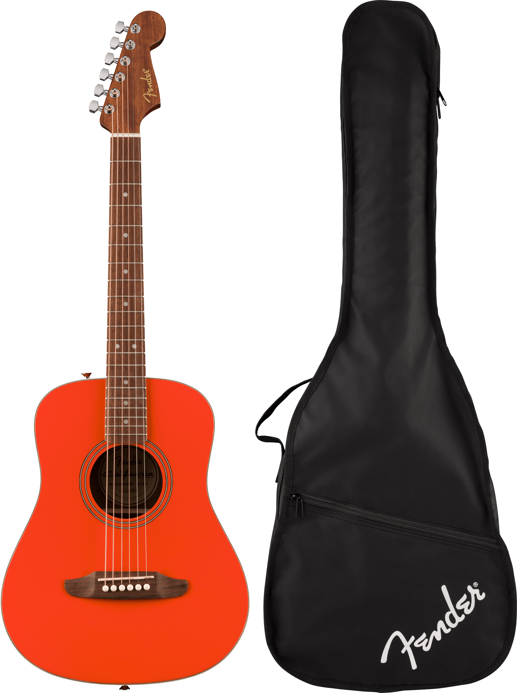 Fender California Standard Redondo™ Mini with Bag, Spruce Top, Fiesta Red