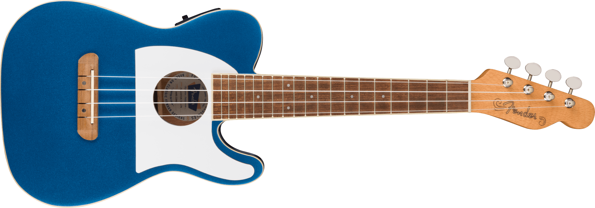 Fender Fullerton Tele® Uke, Walnut Fingerboard, White Pickguard, Lake Placid Blue