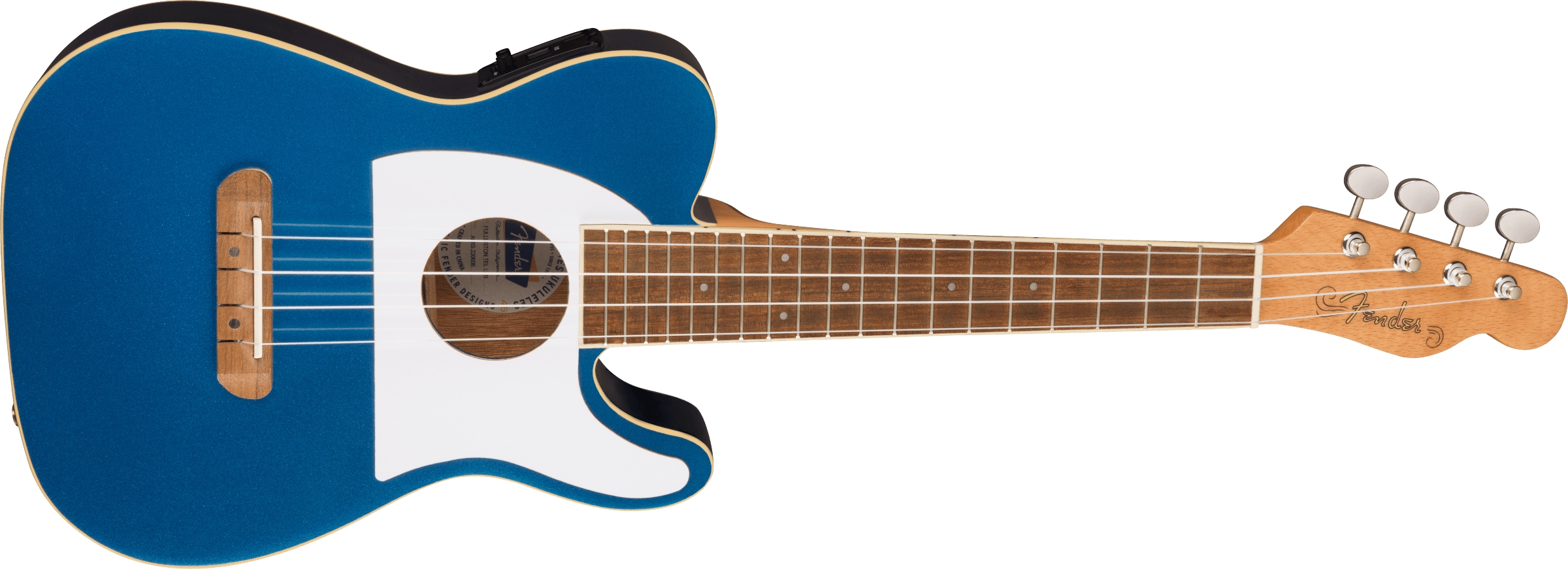 Fender Fullerton Tele® Uke, Walnut Fingerboard, White Pickguard, Lake Placid Blue