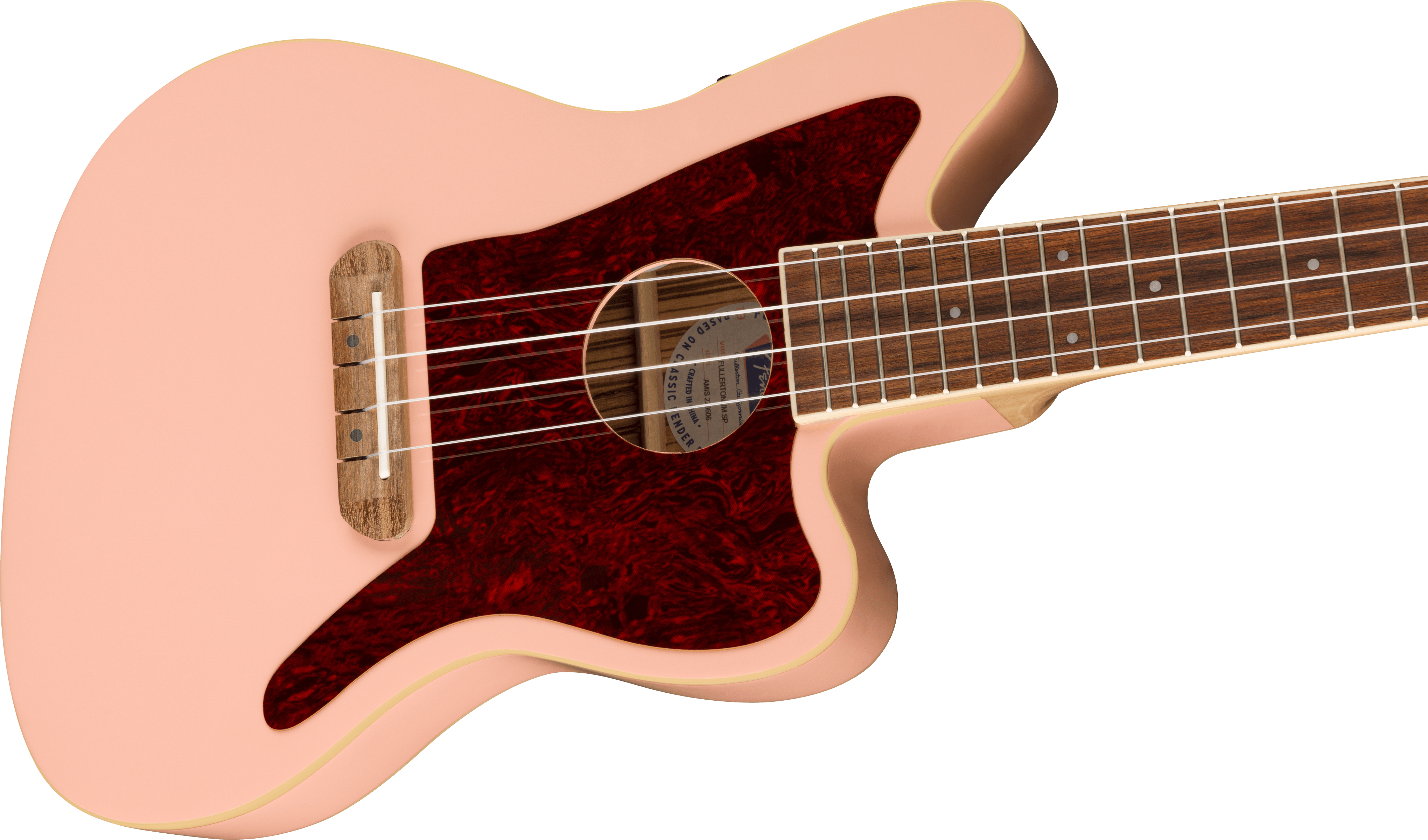 Fender Fullerton Jazzmaster® Uke, Walnut Fingerboard, Tortoiseshell Pickguard, Shell Pink
