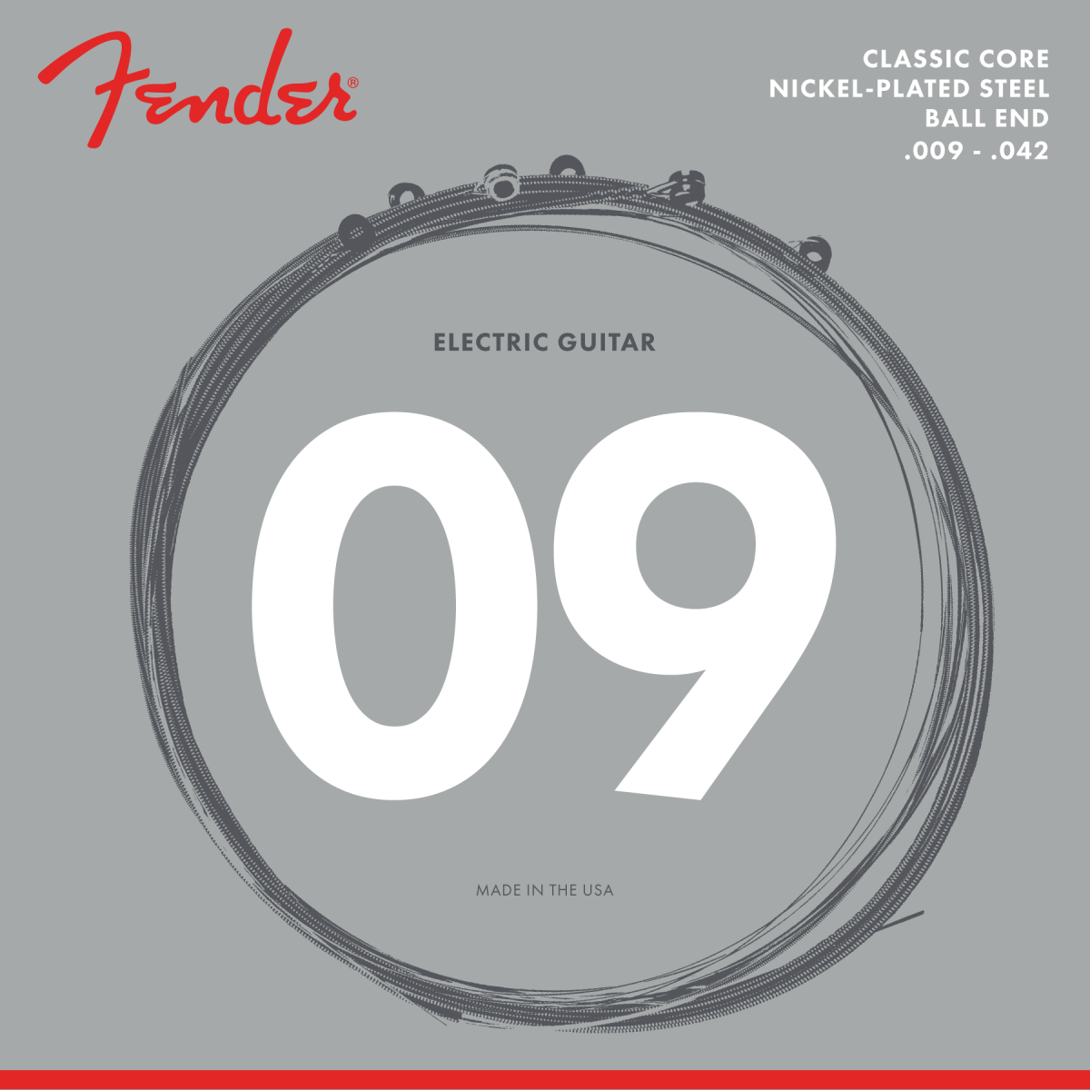 Fender Classic Core Electric Guitar Strings, 255L, Nickel-Plated Steel, Ball Ends (.009-.042)