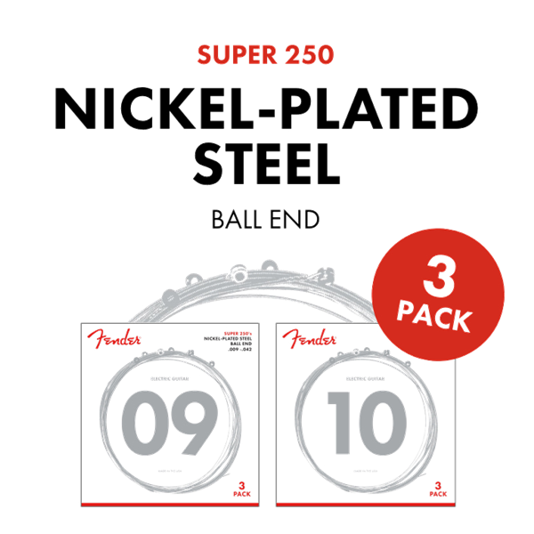 Fender Super 250L NPS Ball End Strings (.009-.042 Gauges) 3-Pack