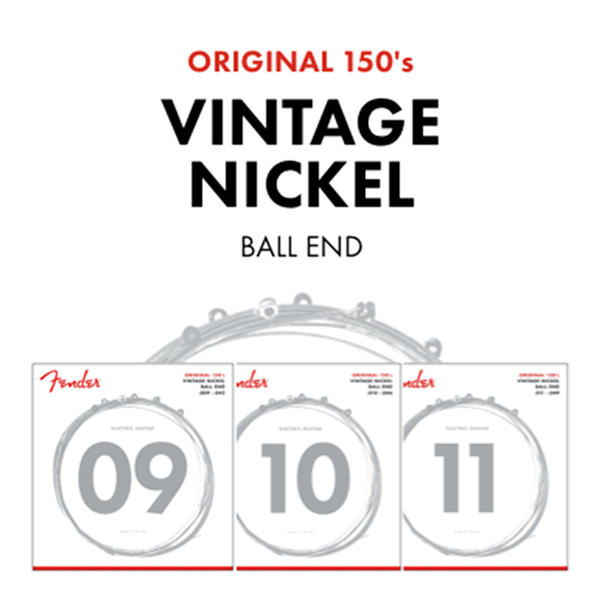 Fender Original 150 Guitar Strings, Pure Nickel Wound, Ball End, 150L .009-.042 Gauges, (6)