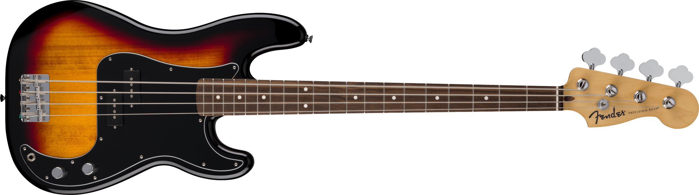 Fender Standard Precision Bass®, Laurel Fingerboard, Black Pickguard, 3-Color Sunburst