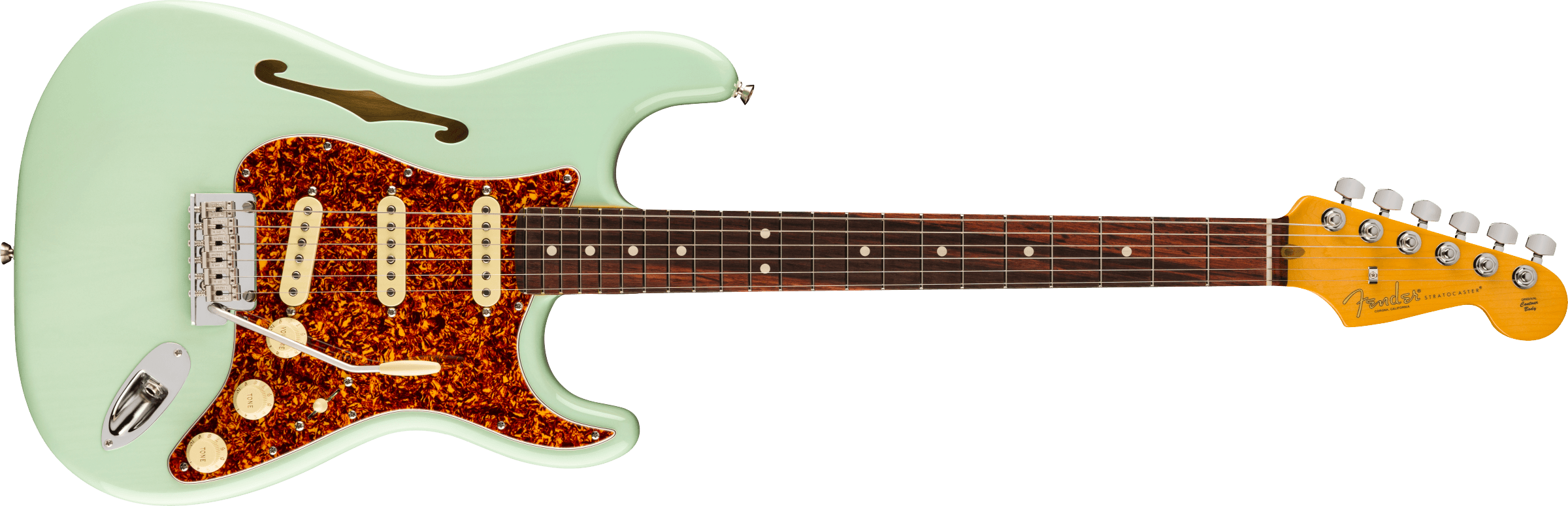 Fender American Professional II Stratocaster® Thinline, Rosewood Fingerboard, Transparent Surf Green