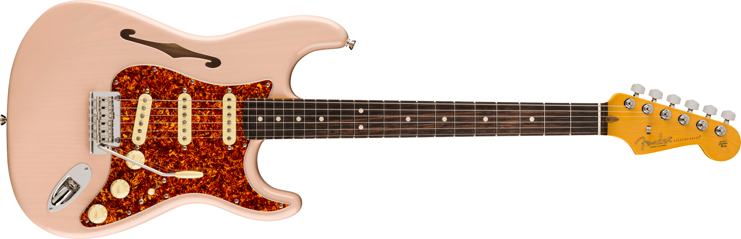 Fender American Professional II Stratocaster® Thinline, Rosewood Fingerboard, Transparent Shell Pink