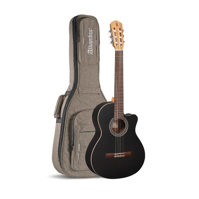 ALHAMBRA BLACK SATIN CW EZ - Chitarra Classica Nera Cutaway Elettrificata
