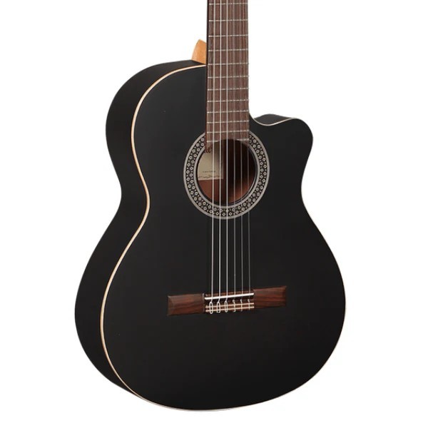 ALHAMBRA BLACK SATIN CW EZ - Chitarra Classica Nera Cutaway Elettrificata
