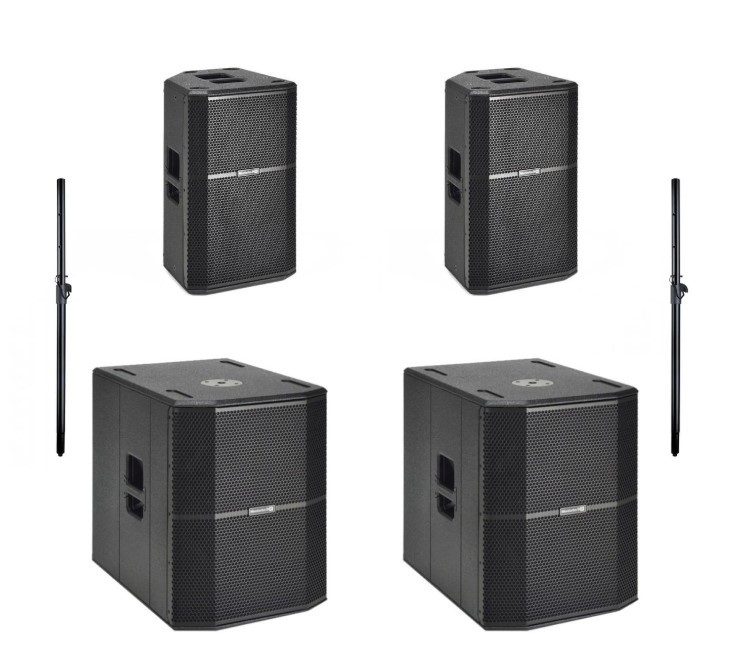 MONTARBO Serie R Bundle - Sistema PA Attivo 2.2 con R112 e R115S + cover + pali