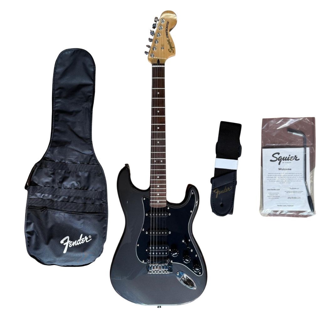 Fender Squier Affinity Stratocaster HSS LRL Charcoal Frost Metallic - Set Usato con Accessori