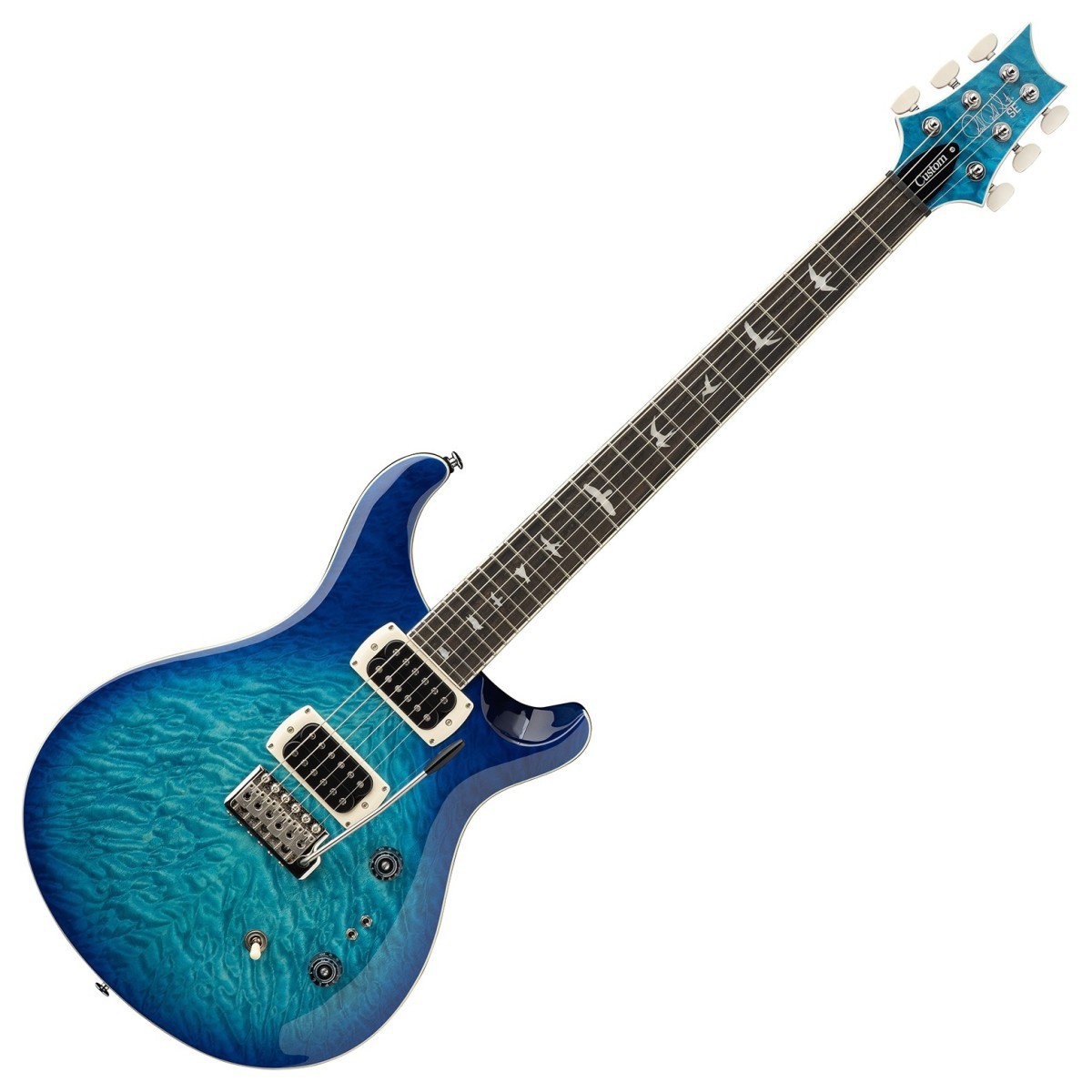 PRS SE Custom 24-08 Quilt Lake Blue - Chitarra Elettrica con Top in Acero Trapuntato e Tastiera in Ebano