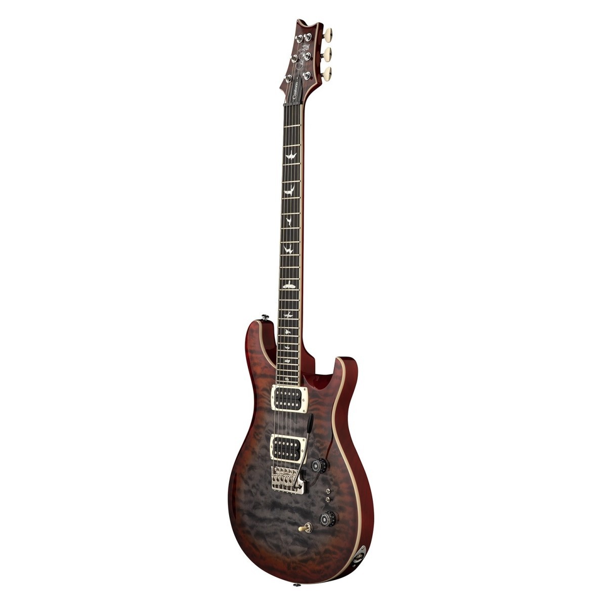 PRS SE Custom 24-08 Quilt Charcoal Cherry Burst - Chitarra Elettrica con Top in Acero Trapuntato e Tastiera in Ebano