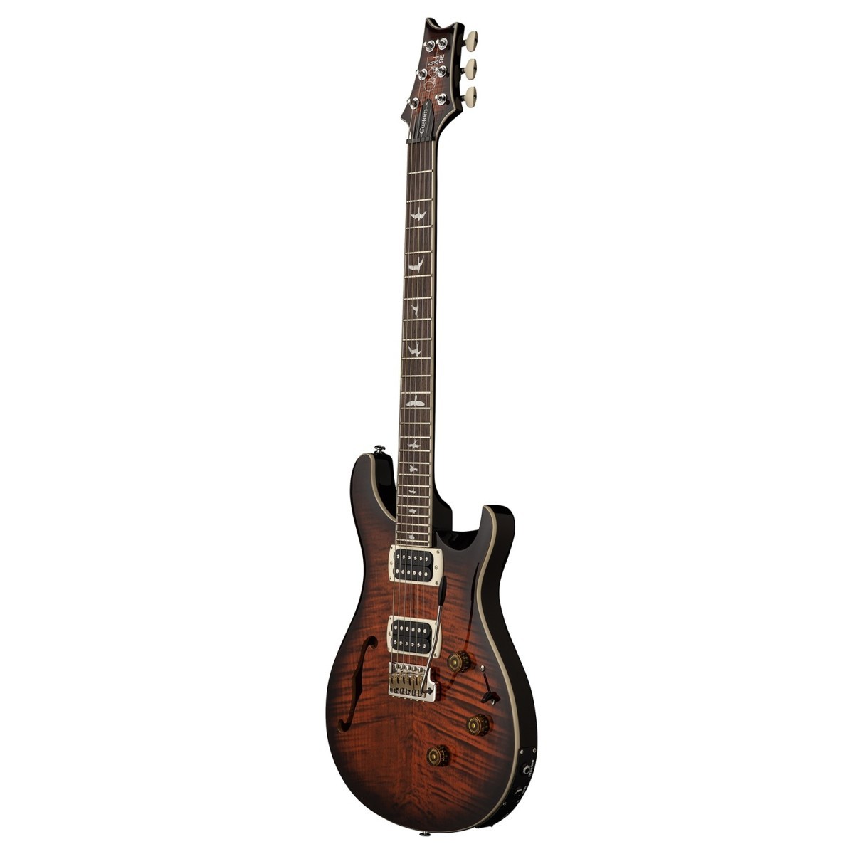 PRS SE Custom 24 Semi-Hollow Piezo Orange Tiger Smokeburst - Chitarra Elettrica Semiacustica con Sistema LR Baggs