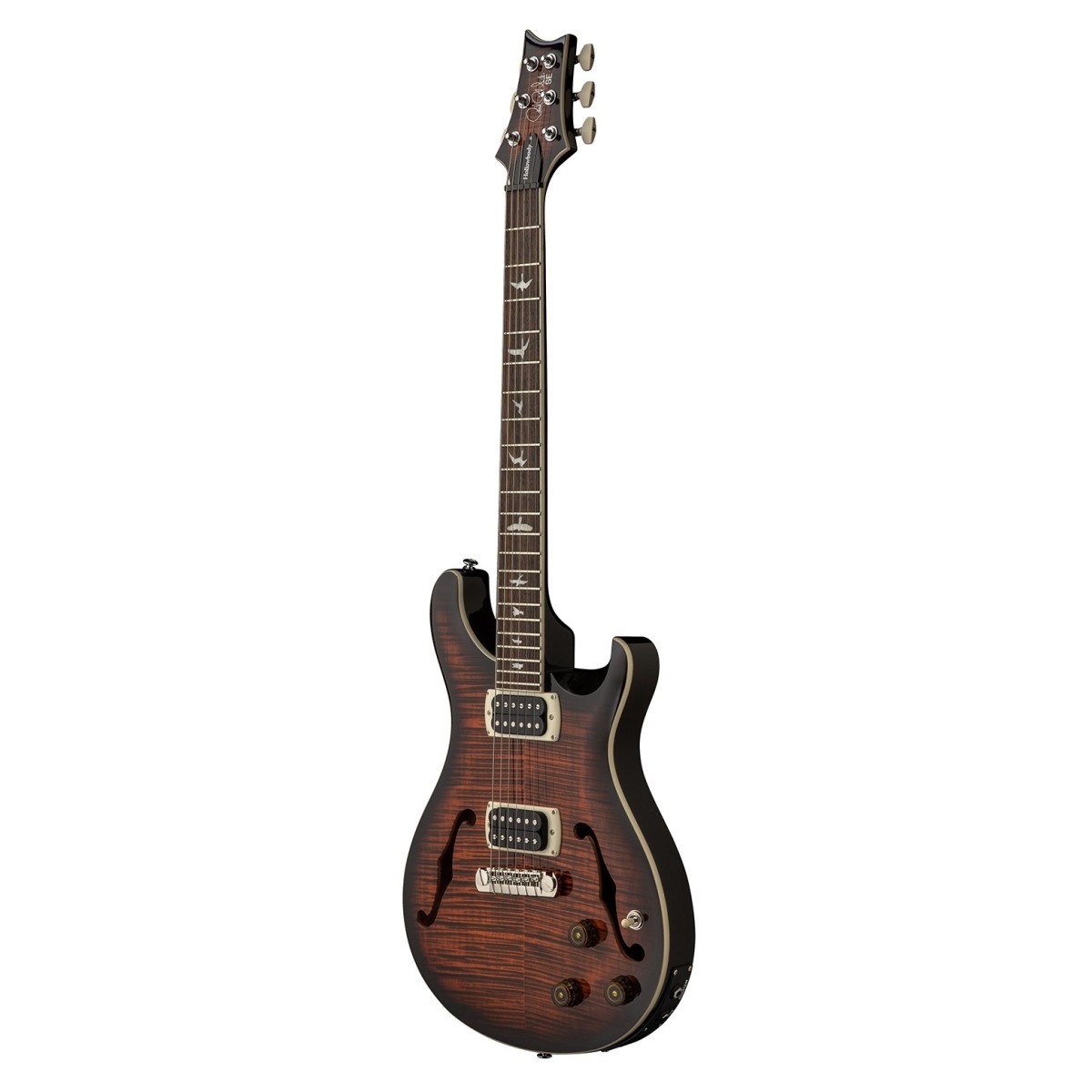 PRS SE Hollowbody I Piezo Flat Back Orange Tiger Smokeburst - Chitarra Elettrica