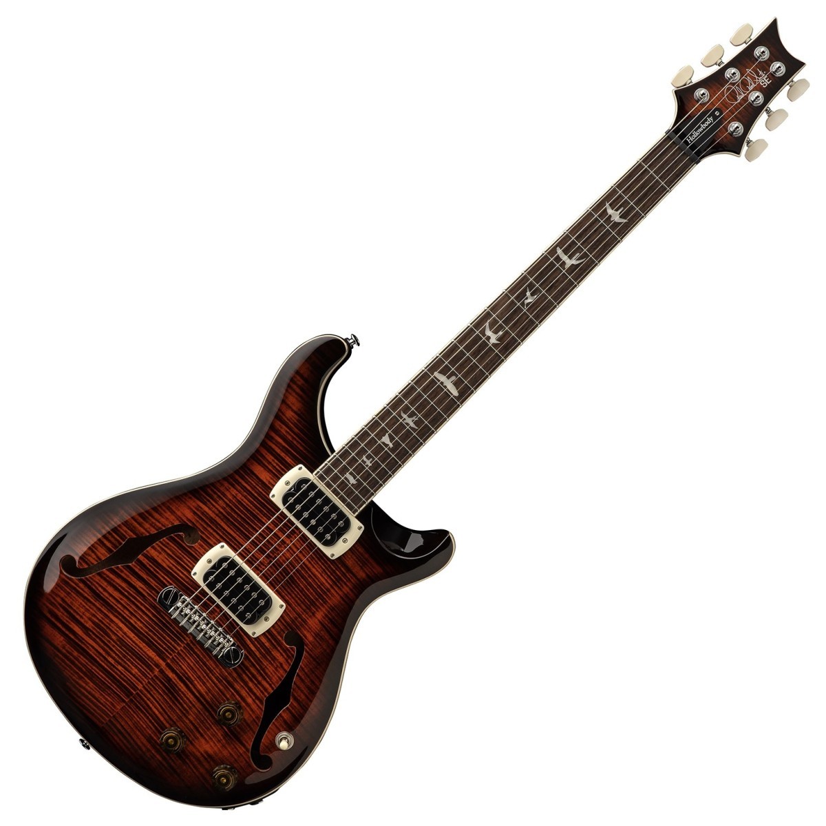 PRS SE Hollowbody I Piezo Flat Back Orange Tiger Smokeburst - Chitarra Elettrica