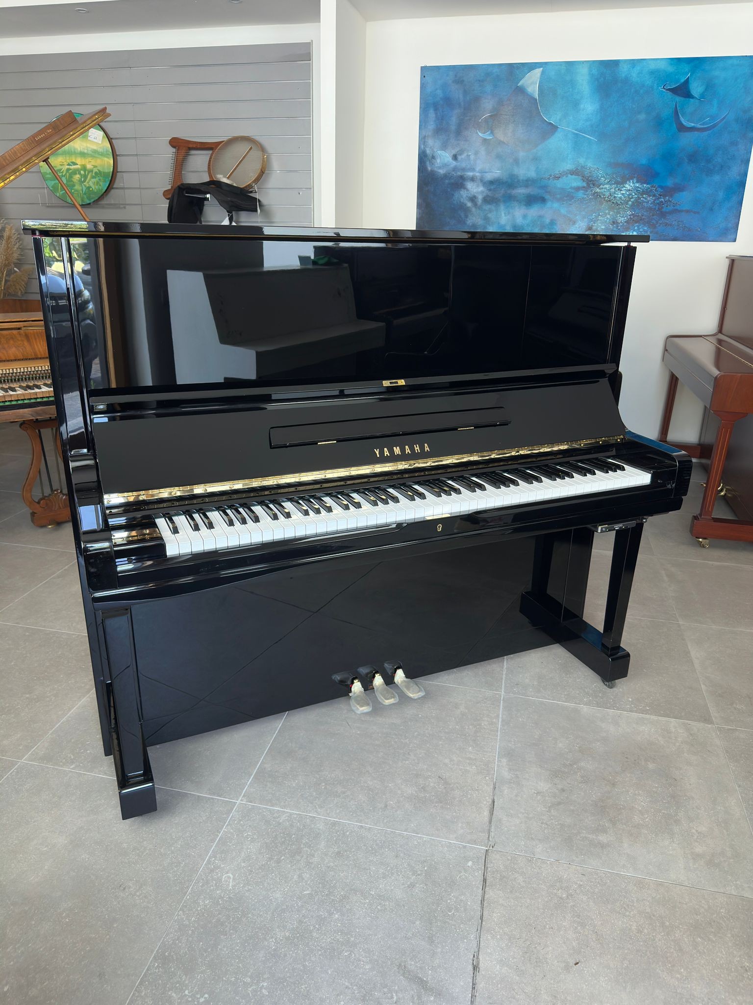 YAMAHA U3H Silent - Pianoforte Acustico Verticale Rigenerato con Sistema Silent - Nero Lucido
