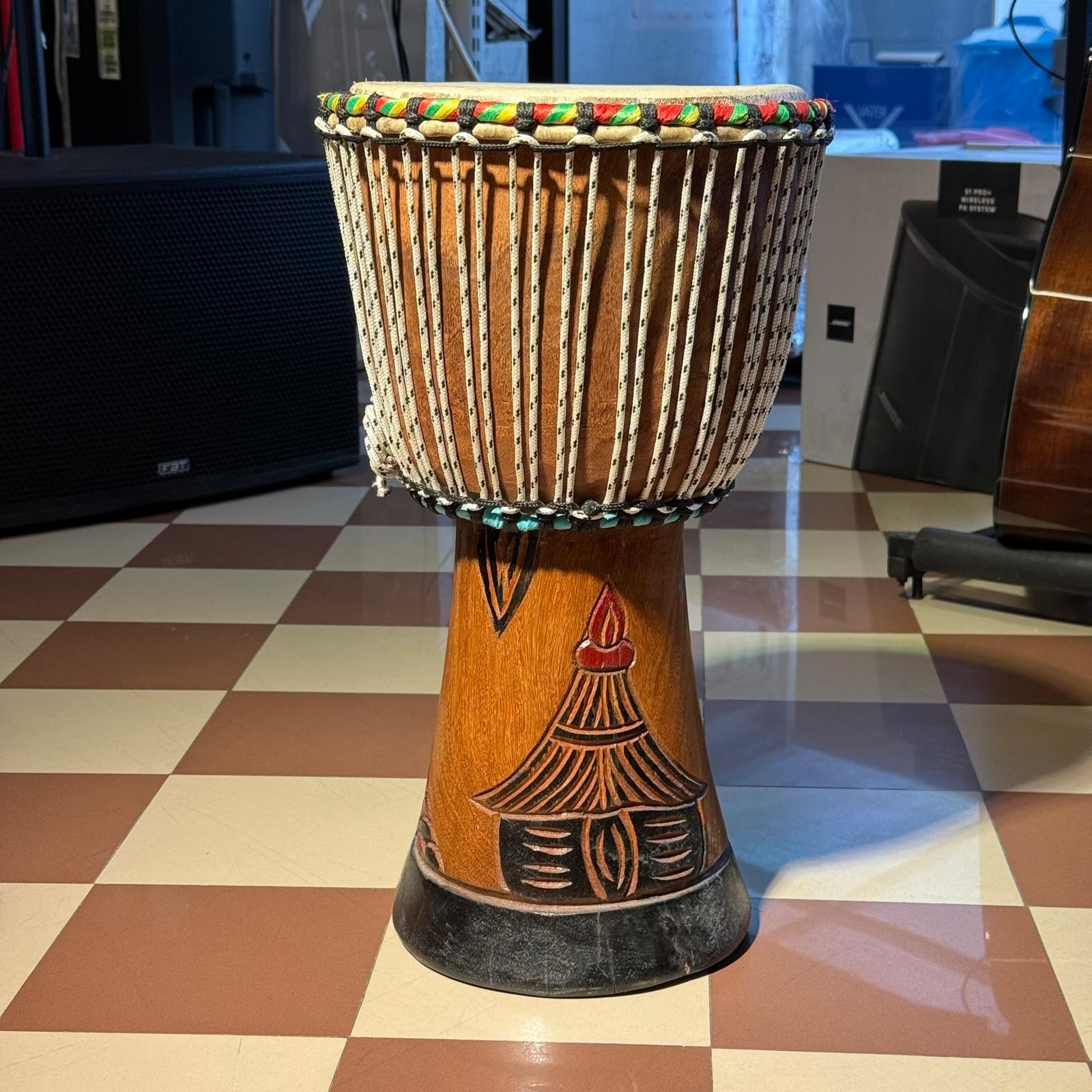 AFRO - Djembe Artigianale Africano Misura Media 24 cm per 55 cm altezza