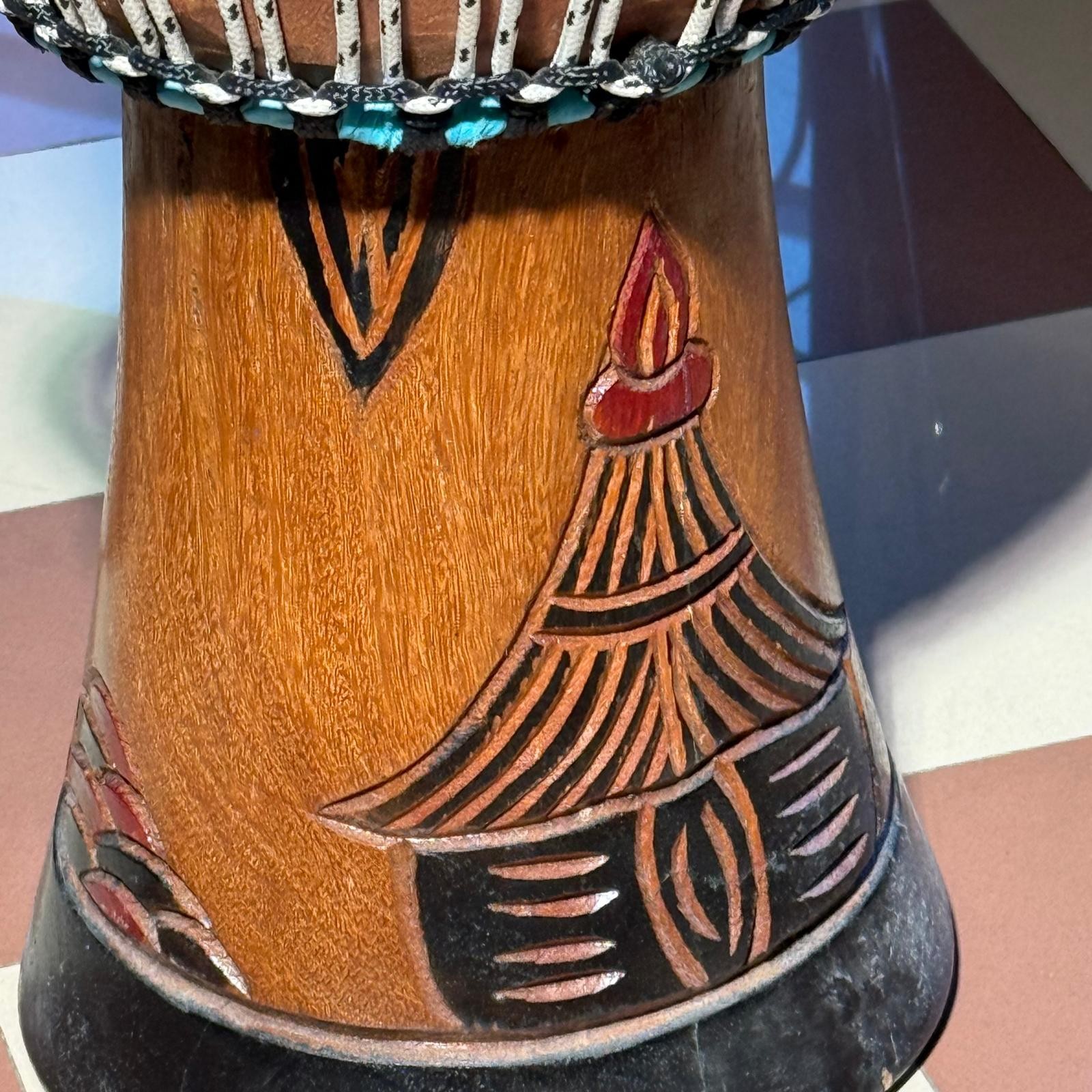 AFRO - Djembe Artigianale Africano Misura Media 24 cm per 55 cm altezza