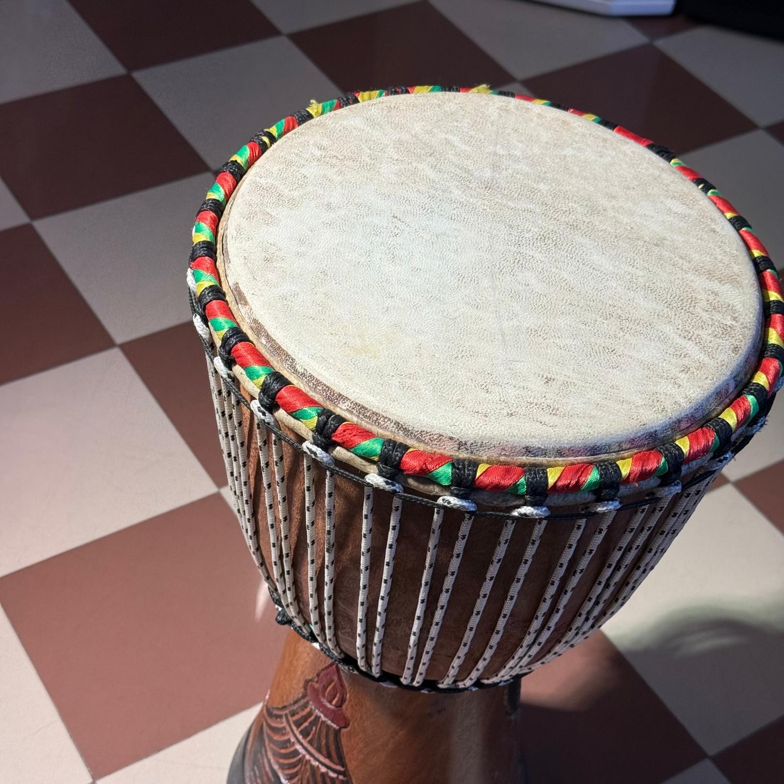 AFRO - Djembe Artigianale Africano Misura Media 24 cm per 55 cm altezza