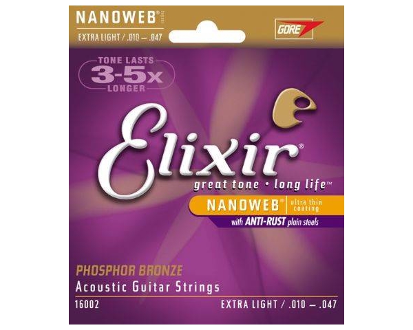 ELIXIR PHOSPHOR BRONZE EXTRA LIGHT 10-47 MUTA PER CHITARRA ACUSTICA